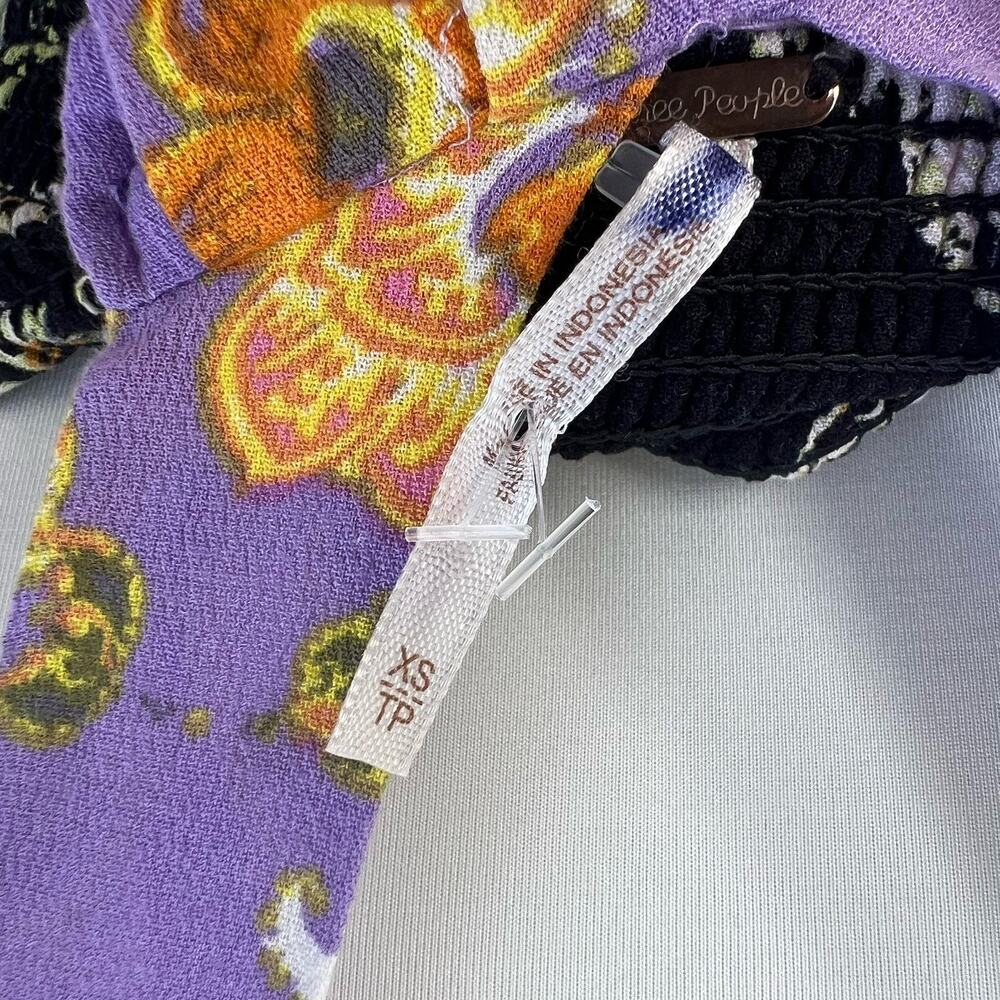 Free People Baby It's You Floral Mini Dress Purple Combo Sz XS Cut Out Boho - Picture 3 of 7